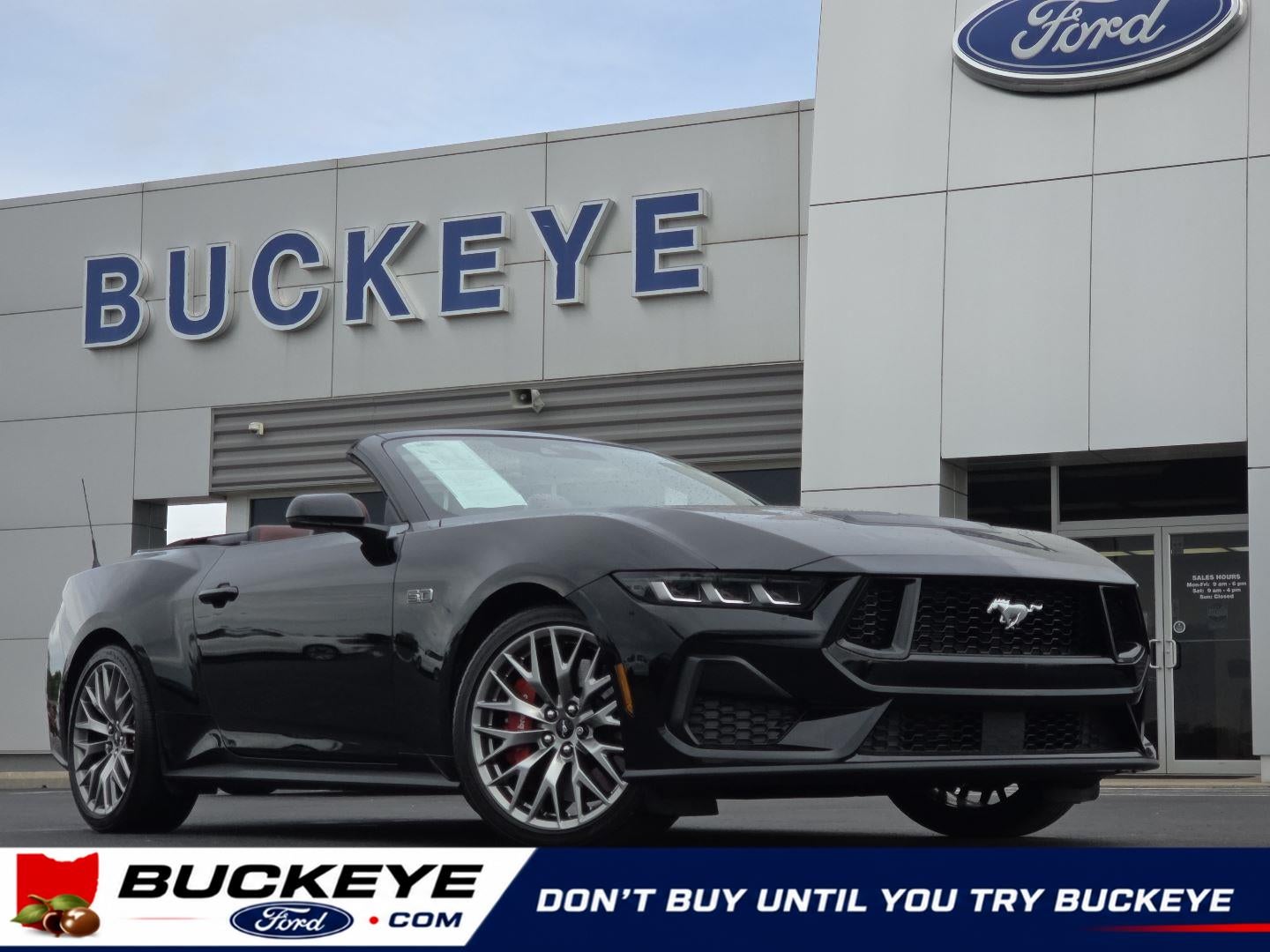 2025 Ford Mustang GT Premium in Shadow Black — front three-quarter view