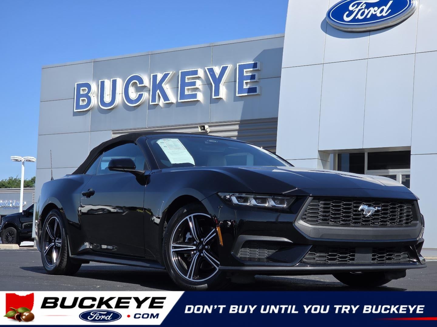 2024 Ford Mustang EcoBoost Premium in Shadow Black — front three-quarter view
