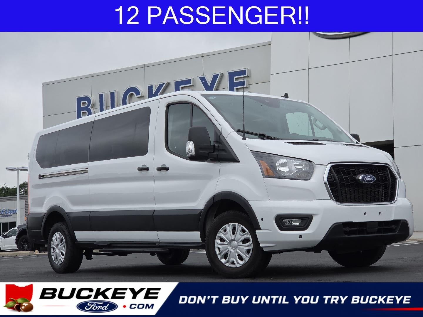 2025 Ford Transit 350 XLT in Oxford White — front three-quarter view