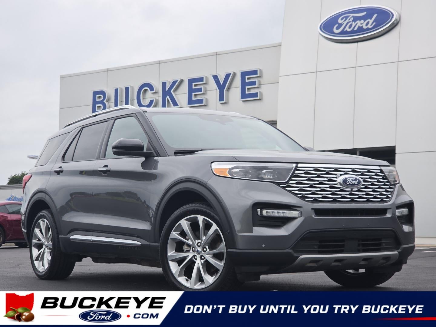 2021 Ford EXPLORER Platinum in Carbonized Gray — front three-quarter view