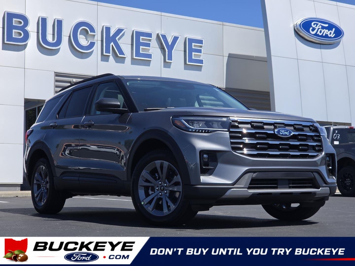 2026 Ford Explorer Active in Carbonized Gray — front three-quarter view
