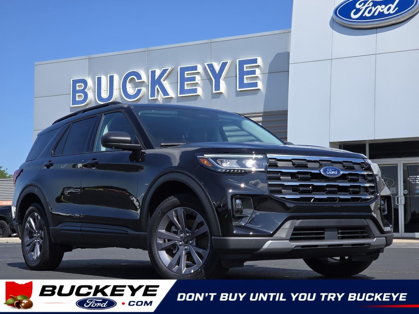 2026 Ford Explorer Active in Agate Black — front three-quarter view