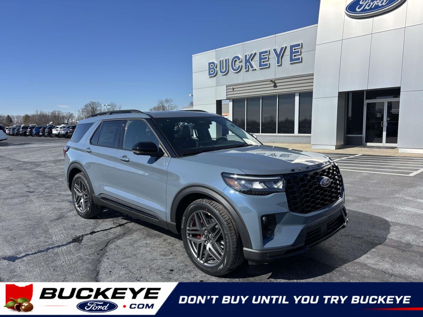 2026 Ford Explorer ST in Vapor Blue — front three-quarter view