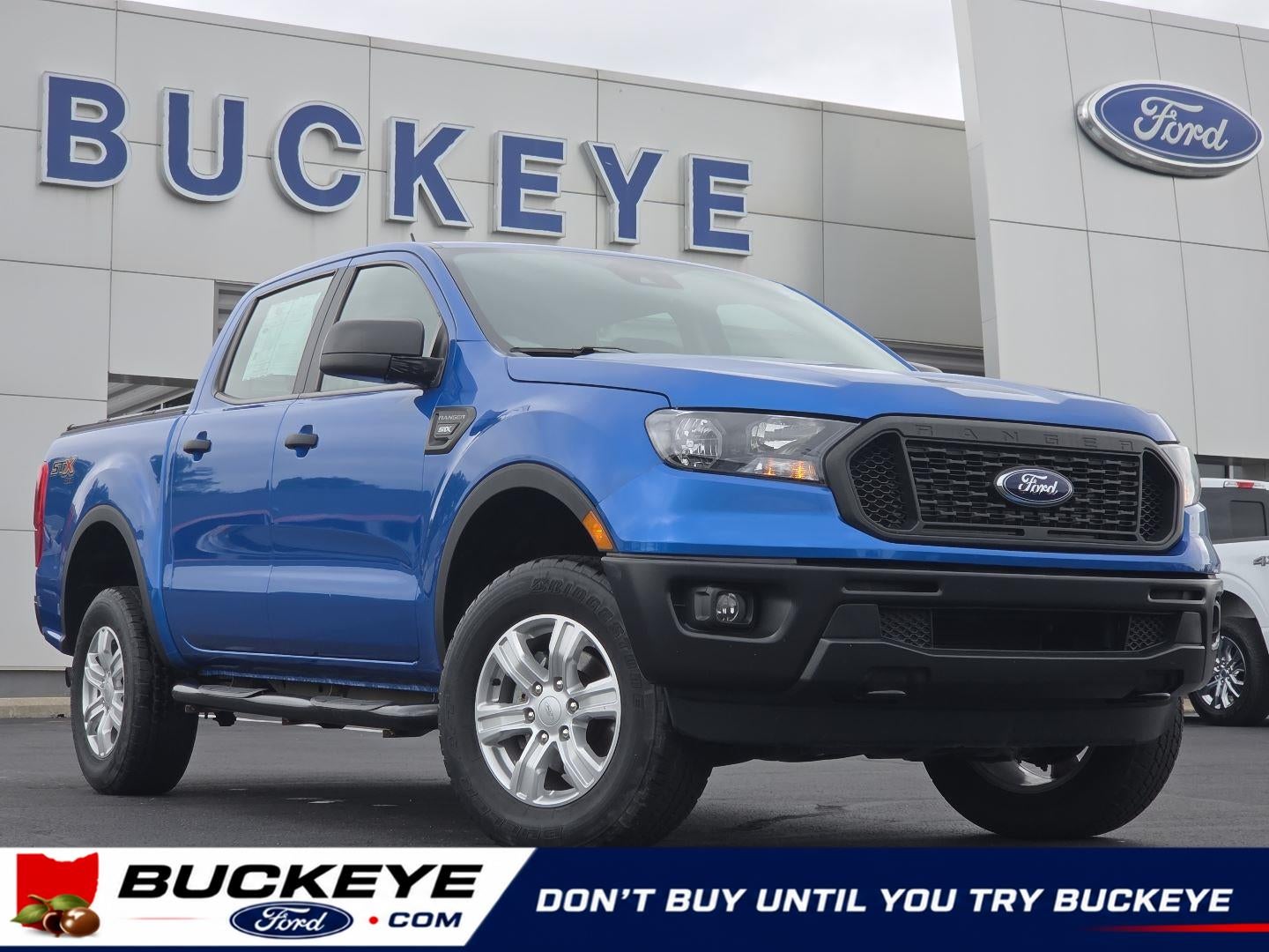 2022 Ford Ranger XL in Velocity Blue — front three-quarter view