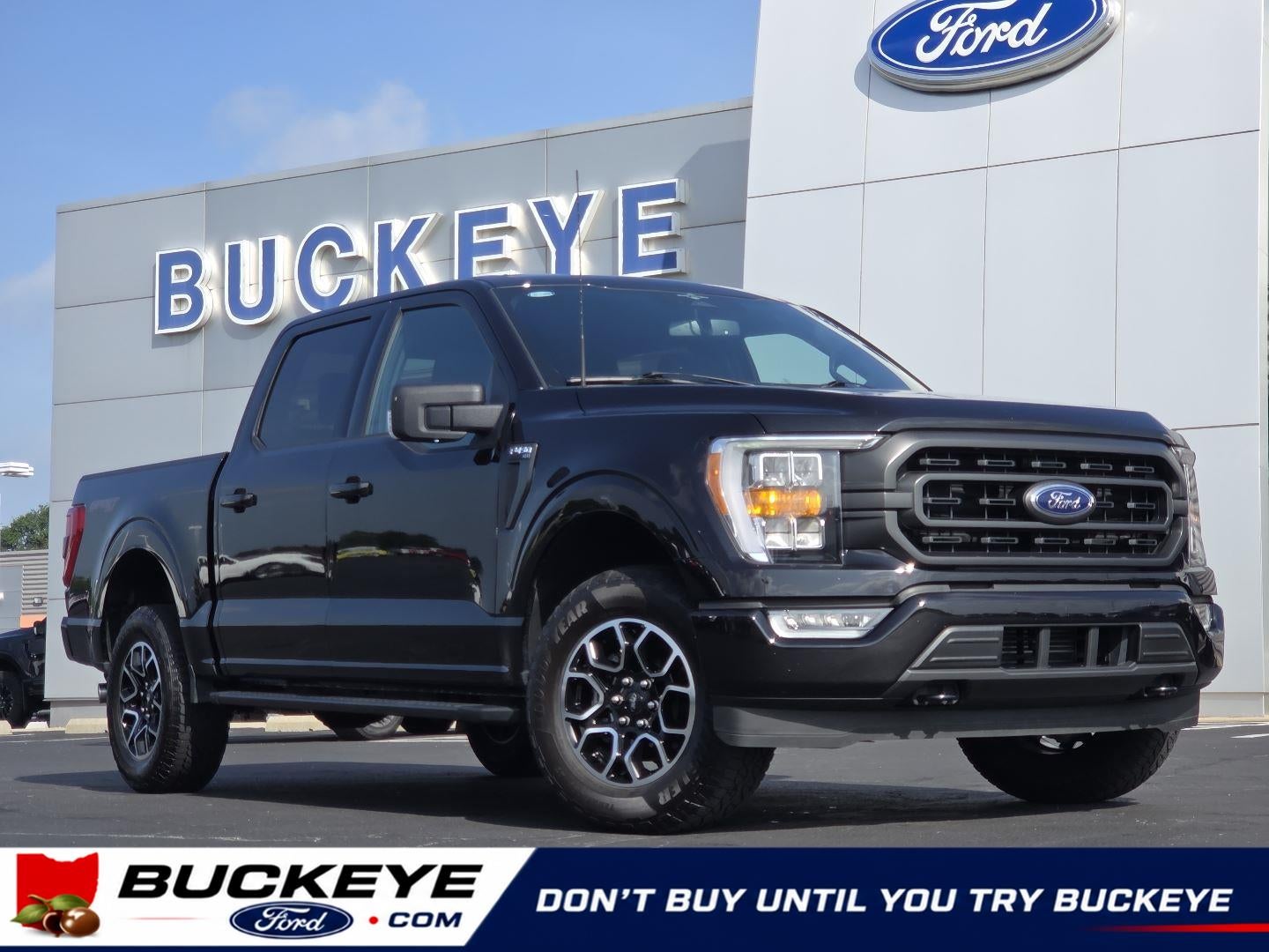 2023 Ford F-150 XLT in Agate Black — front three-quarter view