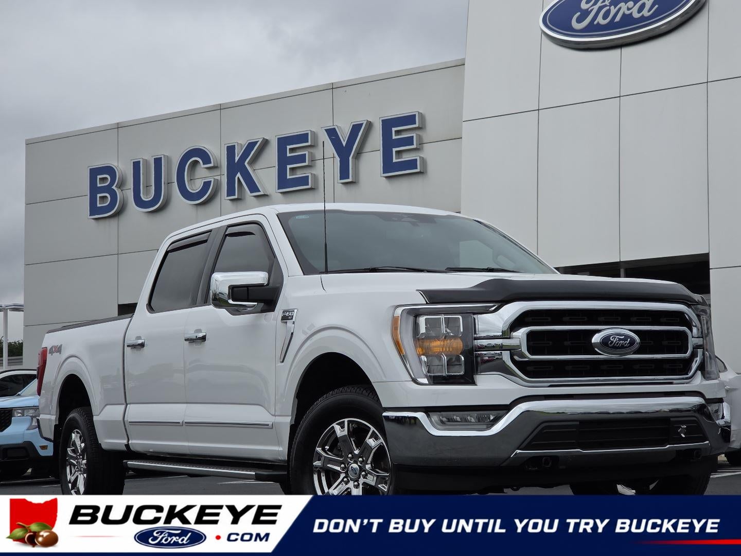 2023 Ford F-150 XLT in Oxford White — front three-quarter view