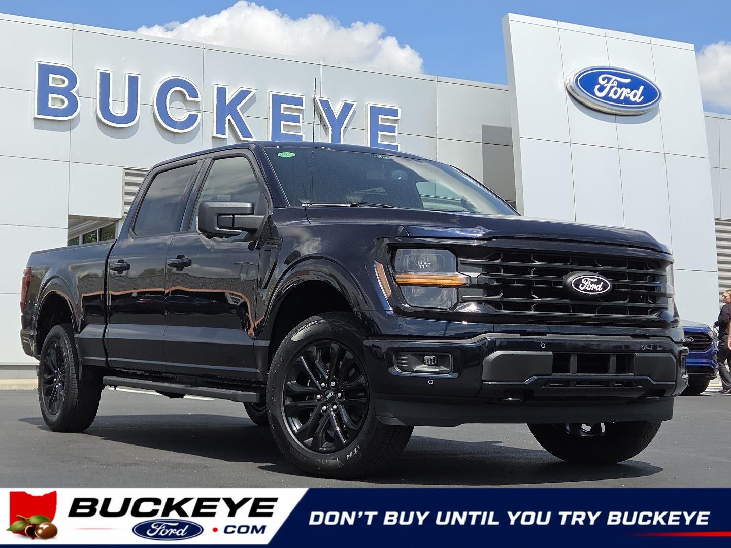 2026 Ford F-150 XLT in Antimatter Blue Metallic — front three-quarter view