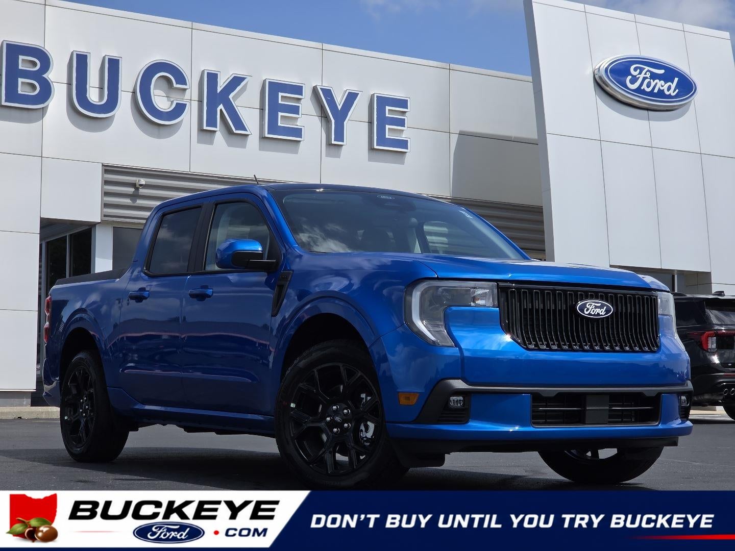 2026 Ford Maverick Lobo in Velocity Blue — front three-quarter view